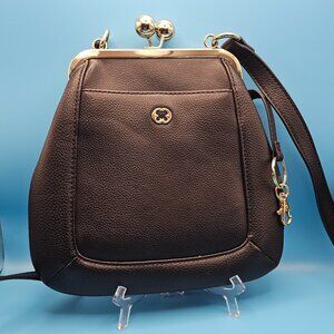 Emma Fox Black Leather Shoulder/Crossbody Bag